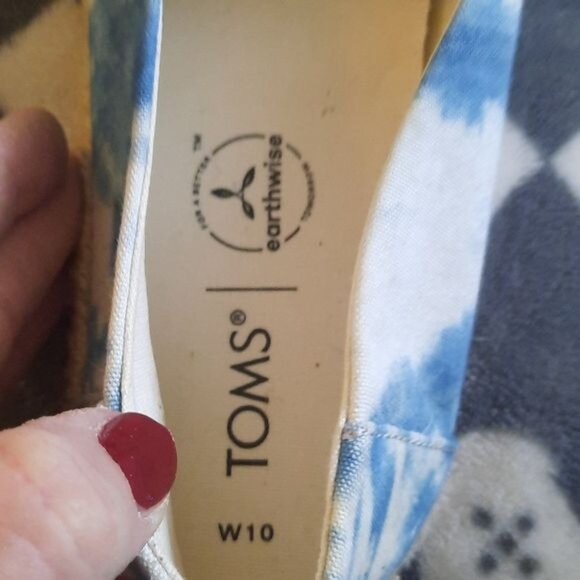 Toms Womens Classic Blue Tie Dye Alpargata Canvas Slip On Flats Size 10 - Picture 5 of 10